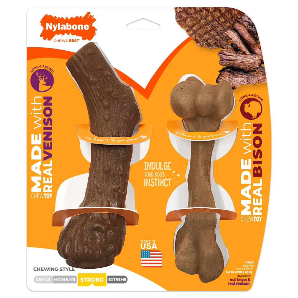 Strong Chew Antler & Femur Bone Dog Toy, Dog Chew Toy Made with Real Bison & Venison, Large