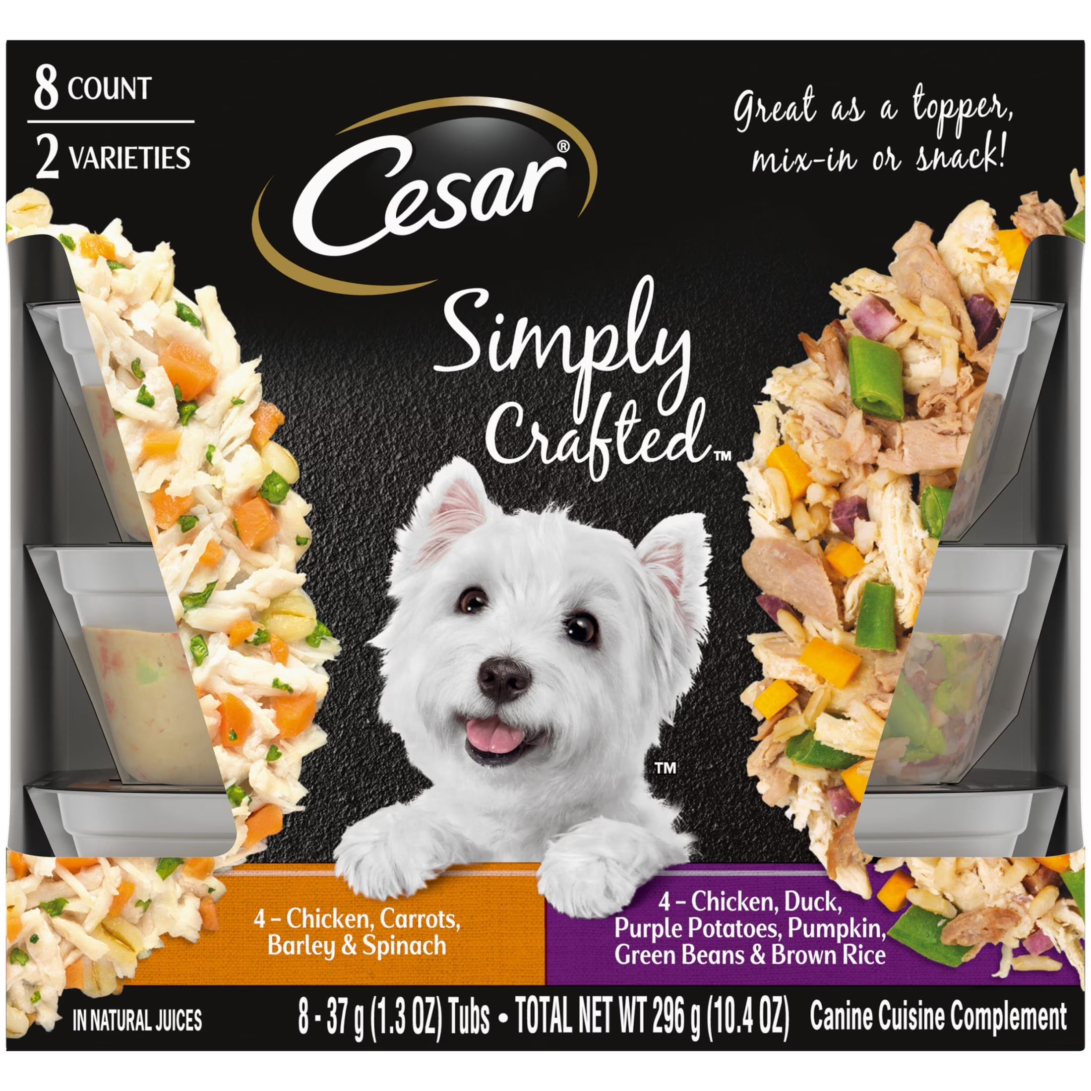 Simply Crafted Chicken and Vegetables Variety Pack Wet Dog Food Toppers, 1.3 Oz Tubs (8 Ct)