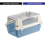 Ferplast ATLAS Two Door Top Load Plastic Kennel Carrier, for Small Cat or Dog, Blue 22 Inch