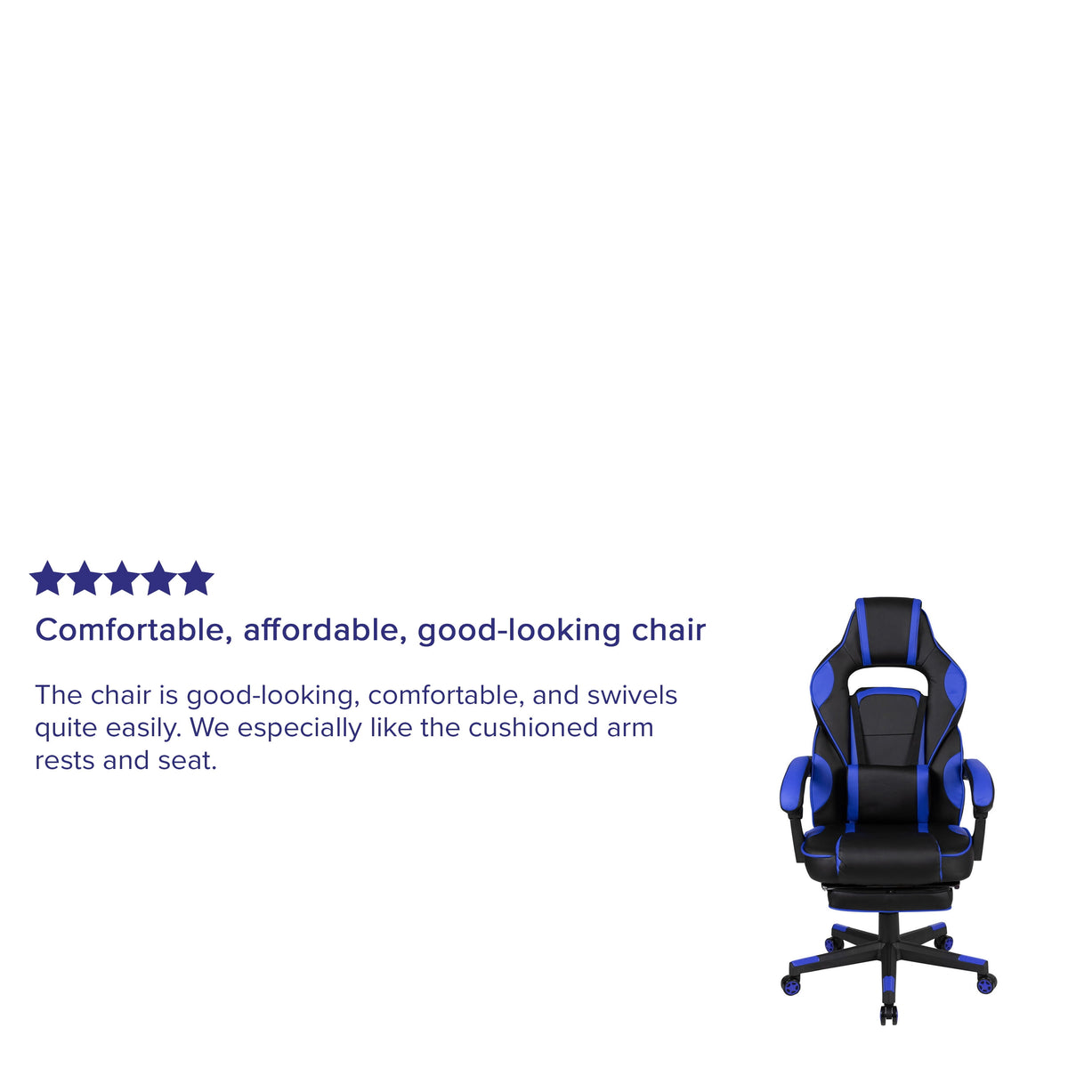 Black/Blue Ergonomic Gaming Chair -Recline Back/Arms, Footrest, Massaging Lumbar