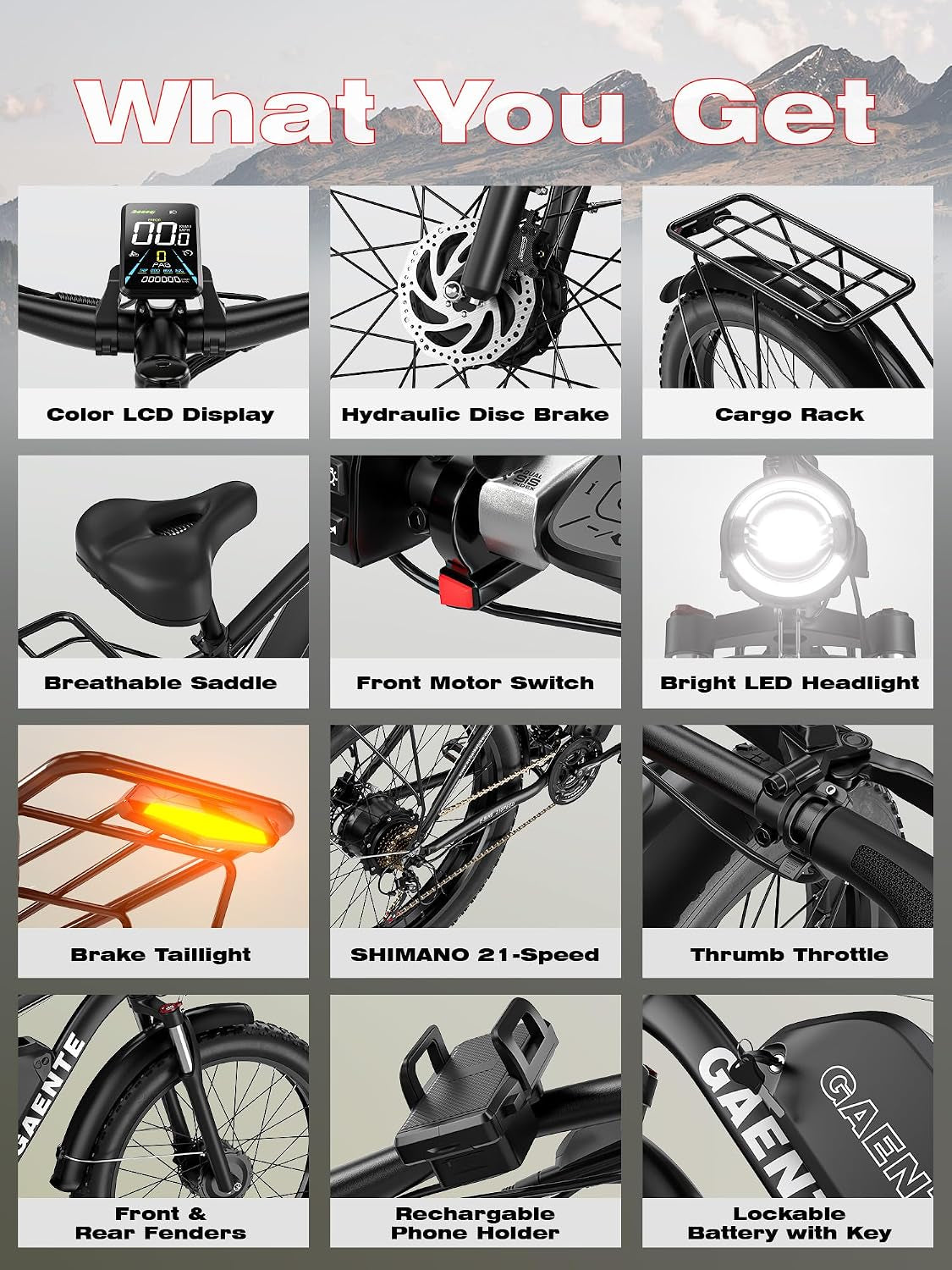 Electric Bike for Adults,Peak 9000W Brushless Dual Motor Ebike,58V32Ah Electric Bicycle 24/26" Fat Tire,Max Speed 45Mph E-Bike,Dual Hydraulic Disc Brake Electric Mountain Bike for Men Women