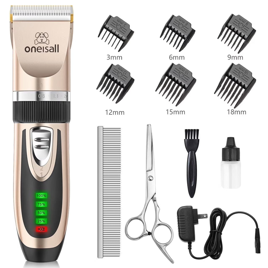 Dog Clippers 50Db Low Noise, 2-Speed Quiet Dog Grooming Kit Rechargeable Cordless Pet Hair Clipper Trimmer Shaver for Small and Large Dogs Cats Animals - Gold