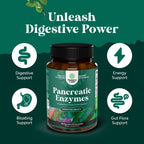 Pancreatin Digestive Enzymes Supplement for Gut and Digestive Health, 120 Capsules