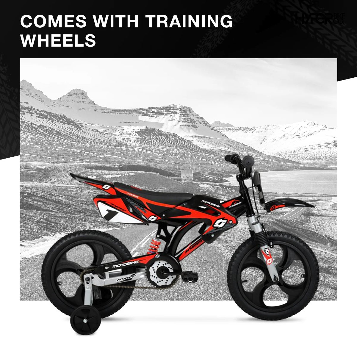 16" Moto Bike, Children Ages 5-7, Black/Red