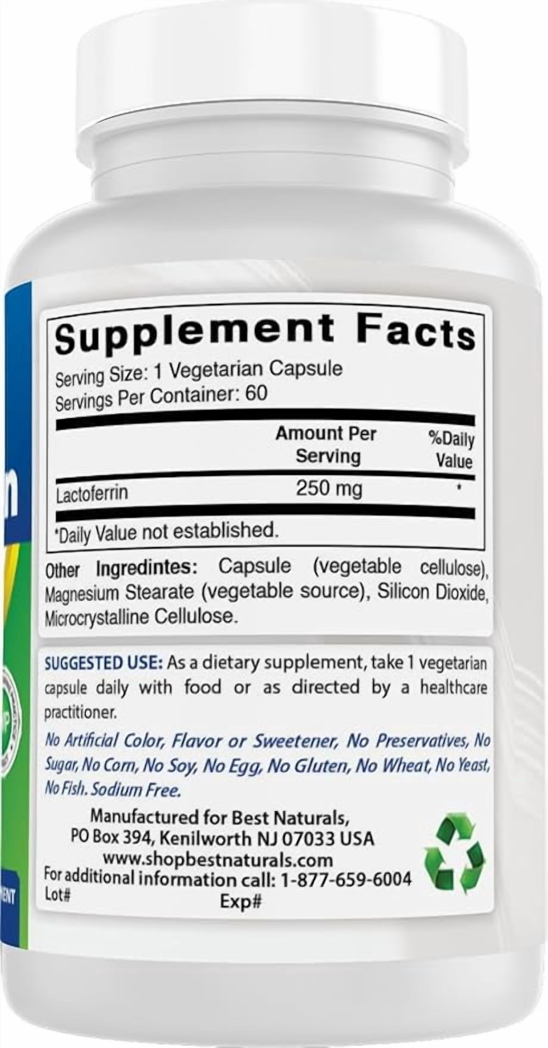 (3 Pack)  Lactoferrin 250 Mg 60 Vegetarian Capsules | Healthy Immune Supplement