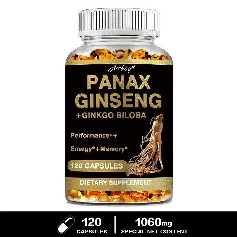 Panax Ginseng + Ginkgo Biloba - Improves Memory and Mental Performance,Immune Support, Maintain Overall Health