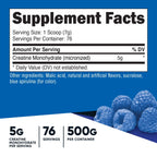 Creatine Monohydrate Supplement Powder (500 Grams) (Blue Raspberry)