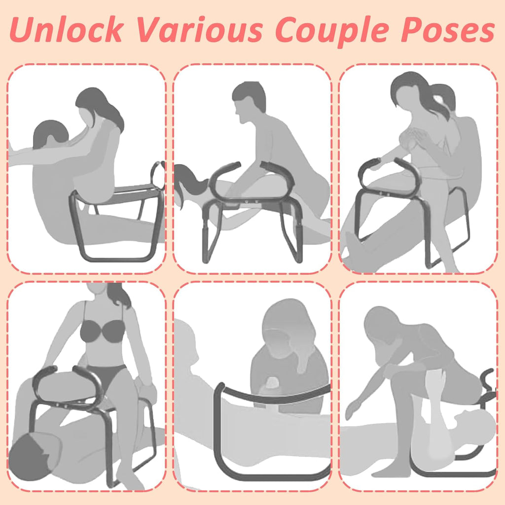 Sex Chair for Couples, Multi Functional Sex Position Furniture Heavy Duty Steel Frame Soft PU Leather for Adult Couples