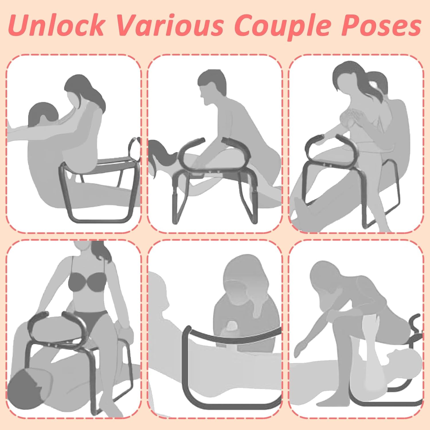 Sex Chair for Couples, Multi Functional Sex Position Furniture Heavy Duty Steel Frame Soft PU Leather for Adult Couples