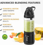 Portable Blender with Insulated Carrying Case & Recipe Book for Shakes and Smoothies, 20 OZ Personal Juicer Electric Protein Shaker Bottle, Mini Small Blender Cup with USB-C Rechargeable, Travel Lid