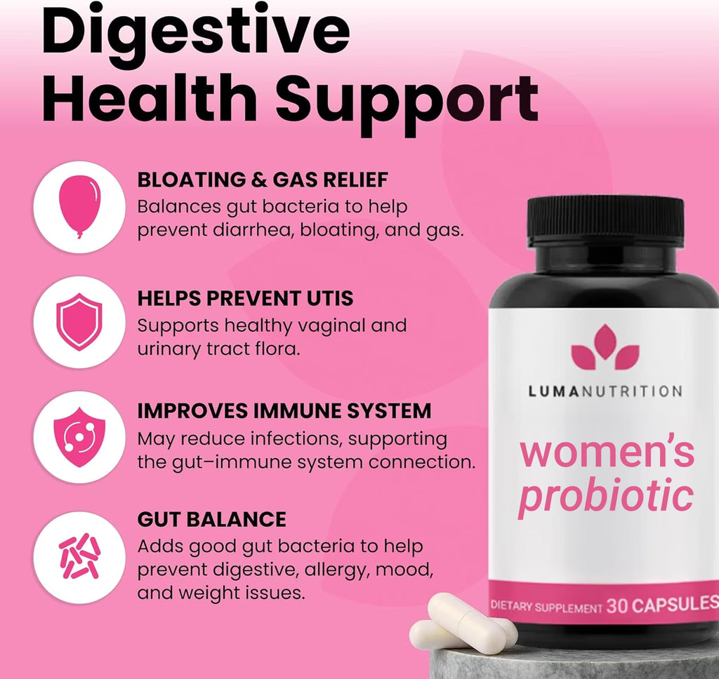 Probiotics for Women with Prebiotics - 50 Billion CFU per Serving - Formulated for Digestive, Immune & Feminine Support - 60 Capsules