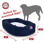 Sherpa Poly/Cotton Bagel Pet Bed for Dogs, Calming Dog Bed Washable, Extra Large, Blue