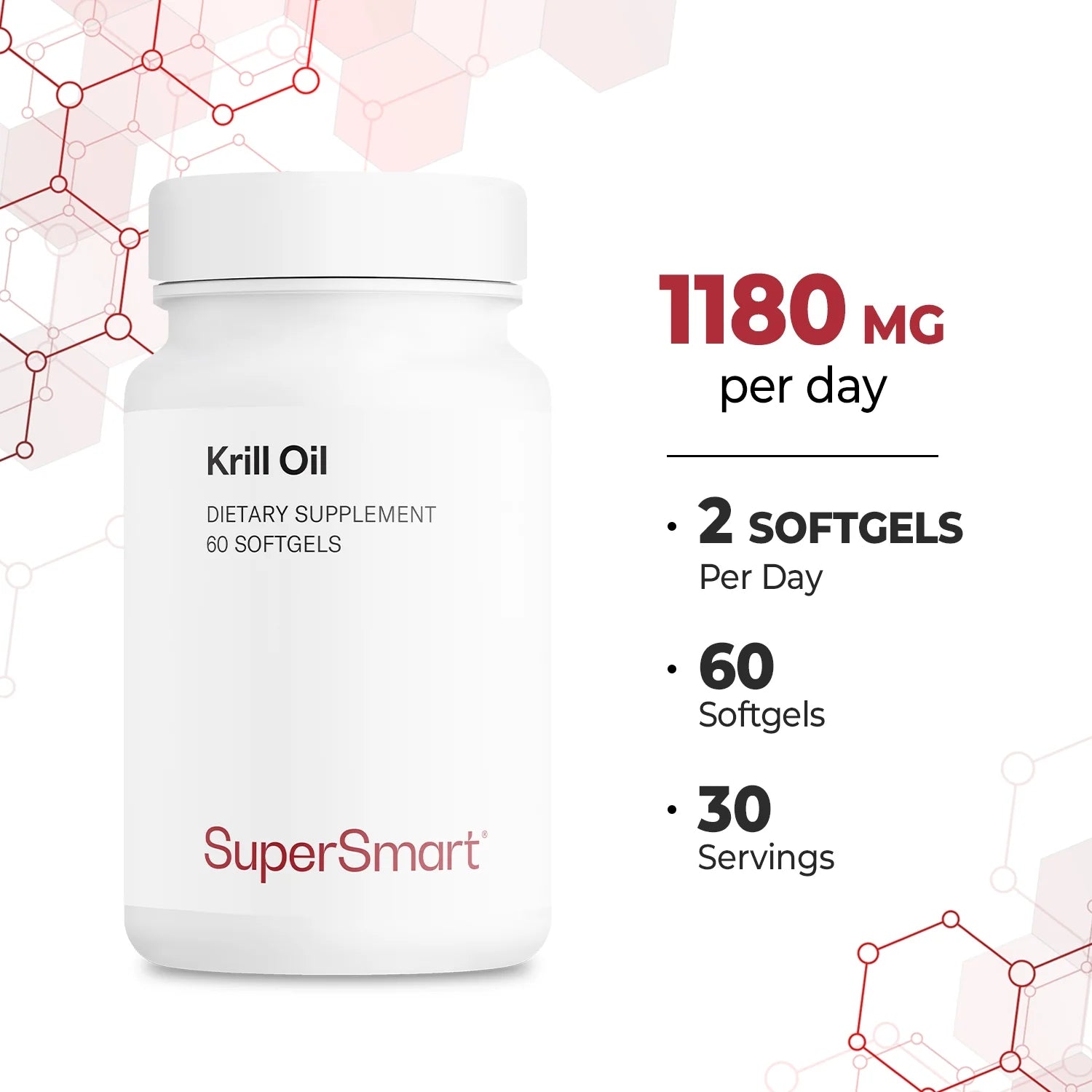 Krill Oil 1180Mg per Day (High Absorption) - Krill Oil Omega 3 Supplement - EPA & DHA Fatty Acids | Non-Gmo & Gluten Free - 60 Softgels