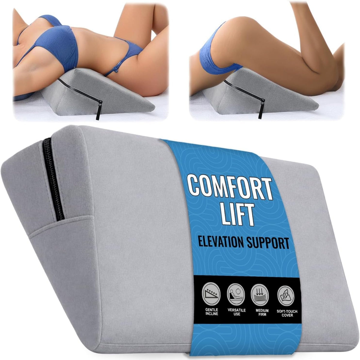 Sex Pillow Men Women Adult Sex Toys & Games Intimate Positioning Pillow in Bed, Seat, Sofa, Chair, Couples Sexual Wellness, Position Cushion Furniture for Bedroom Stuff (Grey, 24X14X7 In)