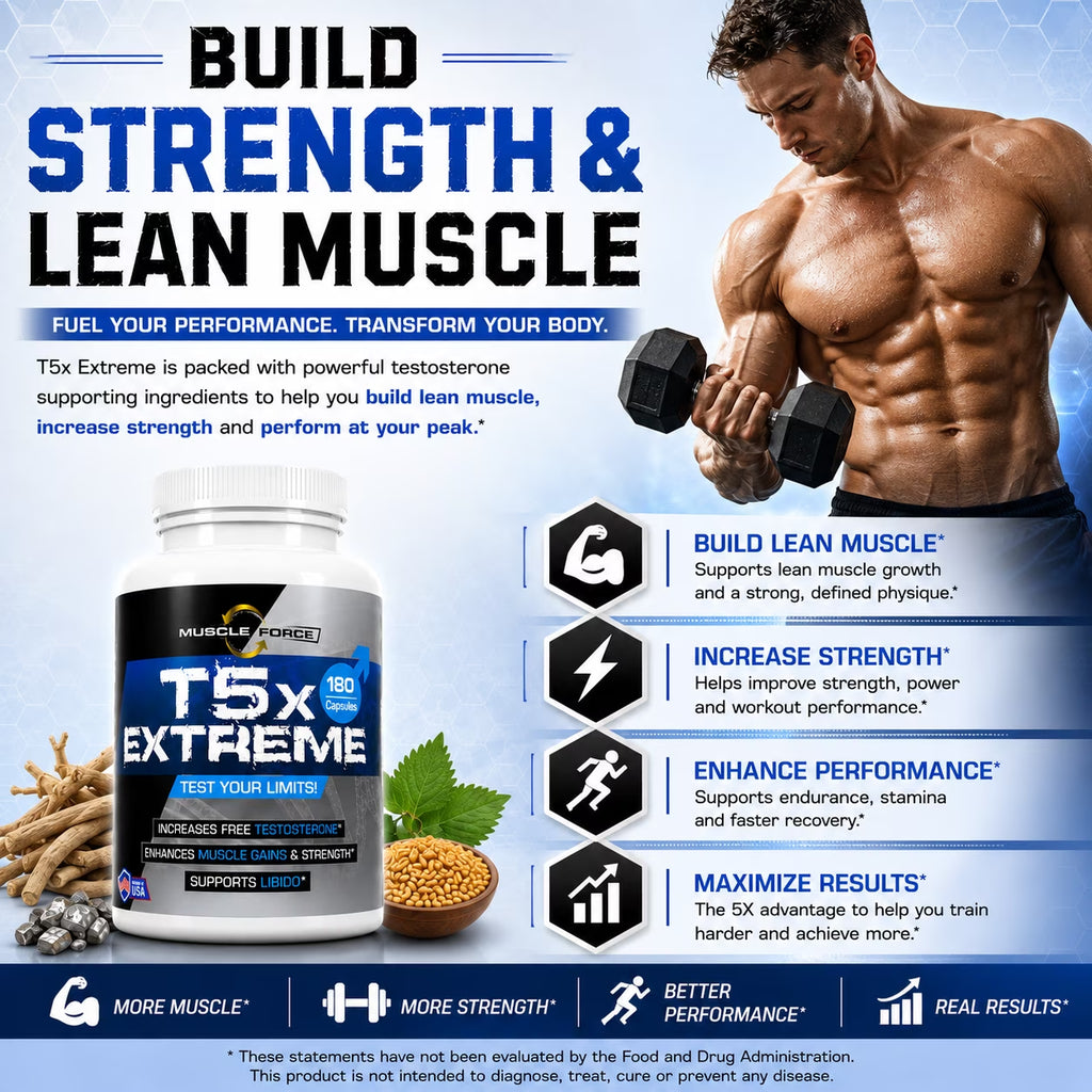 Two Pack - T5X Extreme Testosterone Booster for Men Sexual Potency Increase Testosterone 30% 360 Capsules
