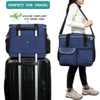 Dog Travel Bag, Travel Pet Bag Organizer, Dog Food Travel Bag with Food Container and Bowls, Dog Travel Supplies Gift Accessories for Weekend Camping, Dog Cat Diaper Bag (Navy, Large)