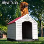 Durable Waterproof Plastic Dog House for Small to Large Sized Dogs, Indoor Outdoor Doghouse with Elevated Floor