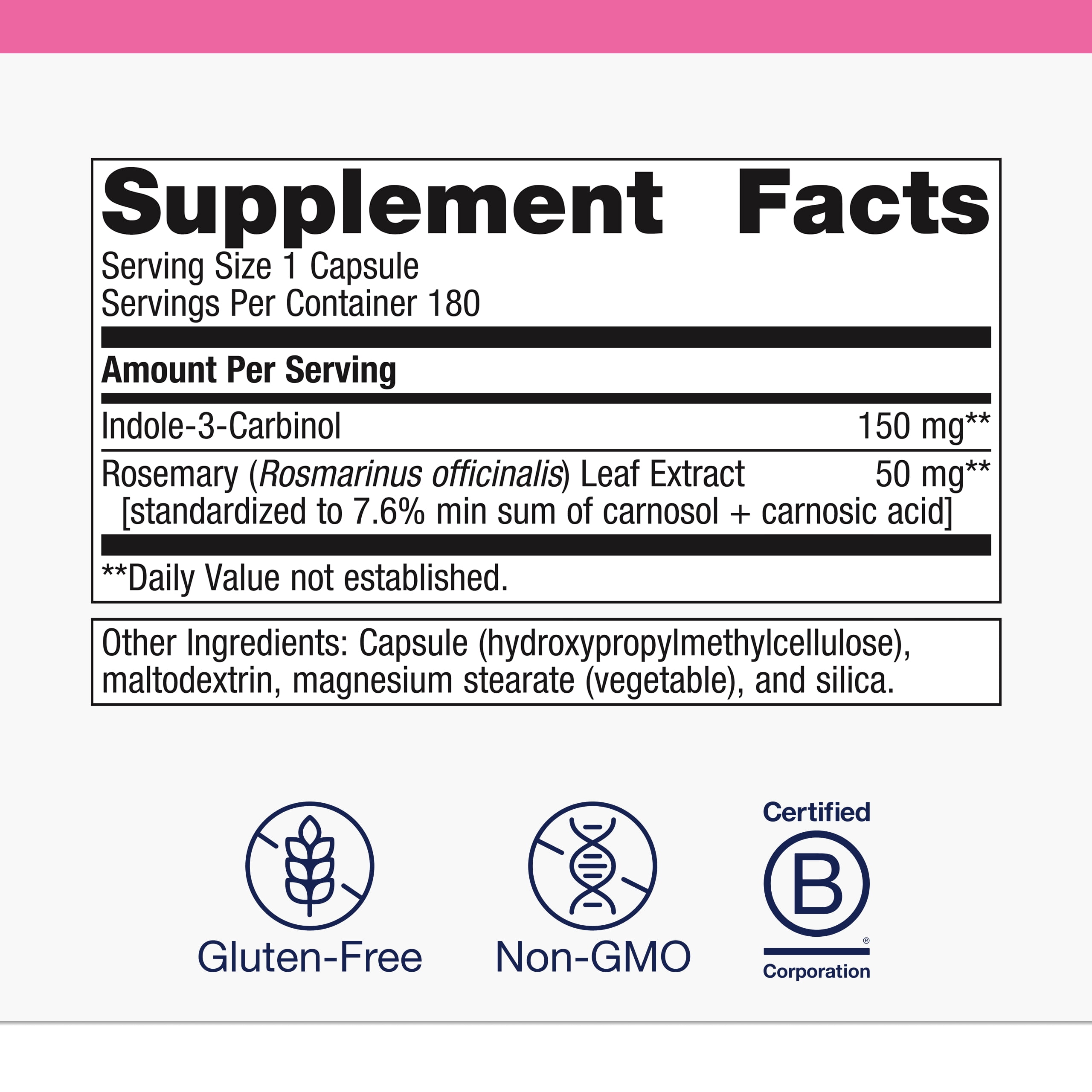Meta Indole-3-Carbinol - 150 G Indole-3-Carbinol - Supports Estrogen Hormone Balance* - Metabolic Supplement - Vegetarian & Gluten-Free - 180 Capsules
