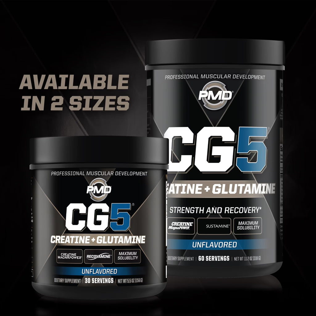 Sports CG5 - Premium Creatine and L Glutamine Powder - Maximum Strength Power Recovery, Build Lean Muscle, Increase Workout Performance - Pre Workout and Post Workout - Unflavored (30 Servings)