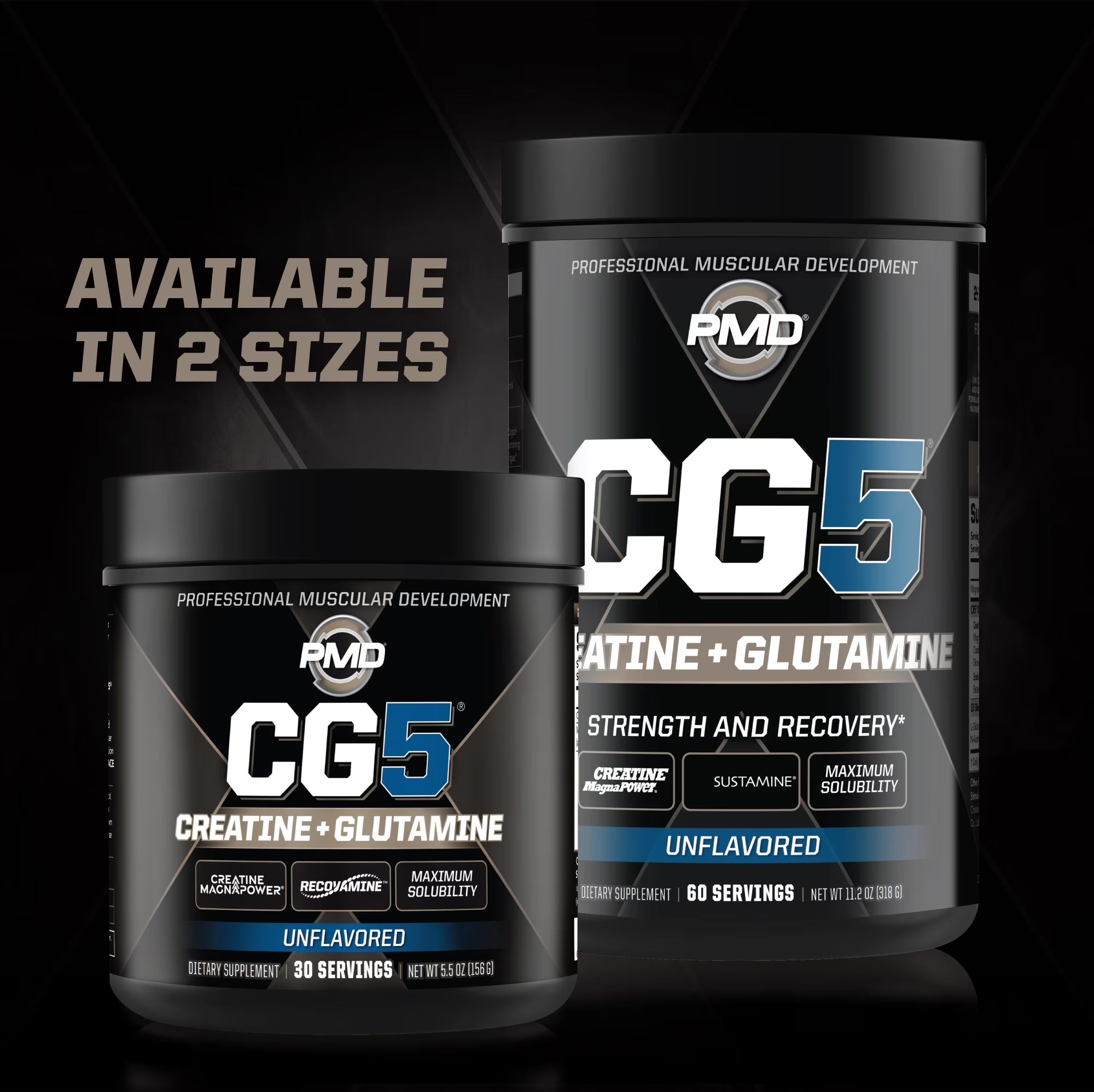 Sports CG5 - Premium Creatine and L Glutamine Powder - Maximum Strength Power Recovery, Build Lean Muscle, Increase Workout Performance - Pre Workout and Post Workout - Unflavored (30 Servings)
