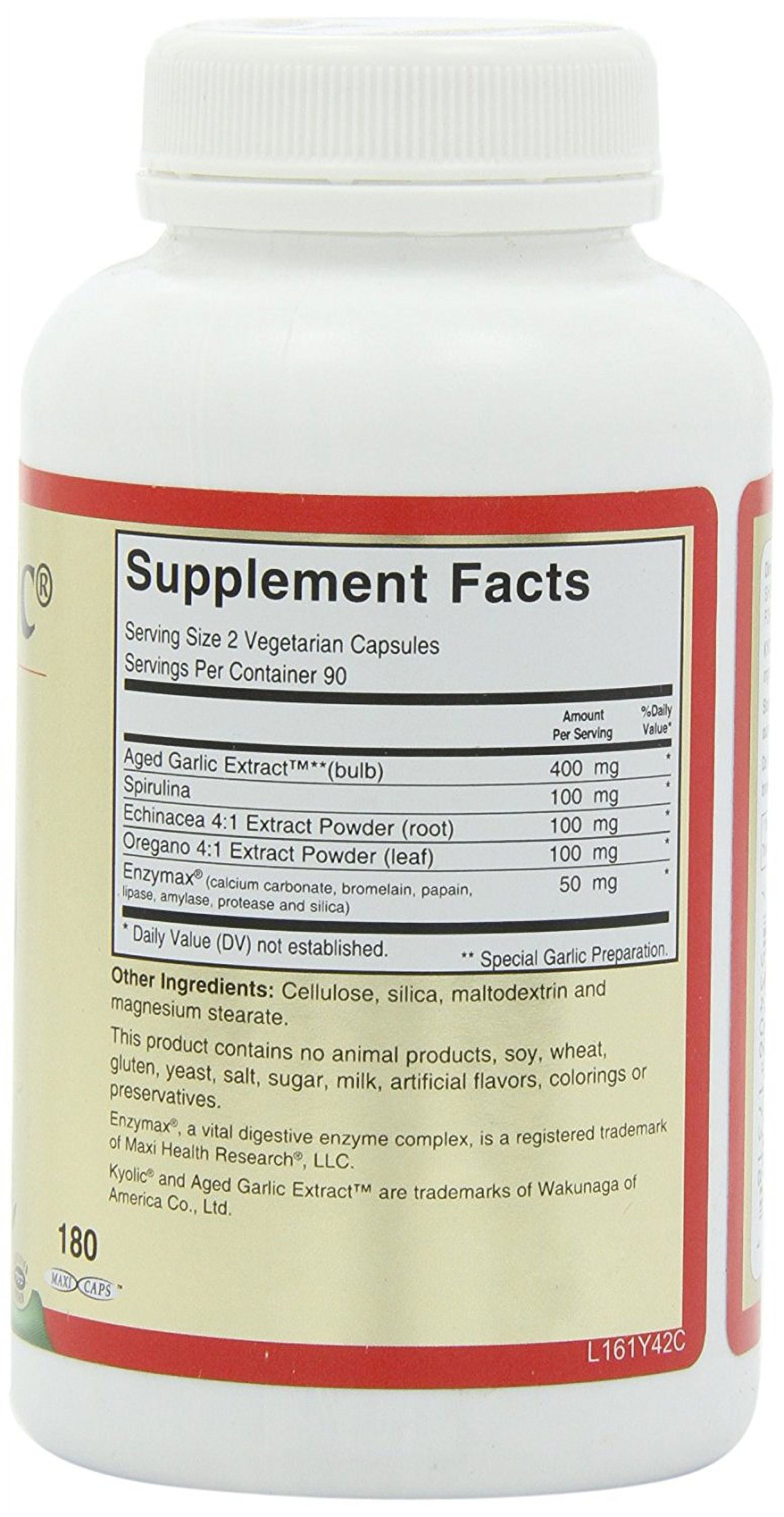 Maxi Health Maxi Biotic Aged Garlic Extract for Adults – Kyolic Garlic, Echinacea & Spirulina – 180 Caps