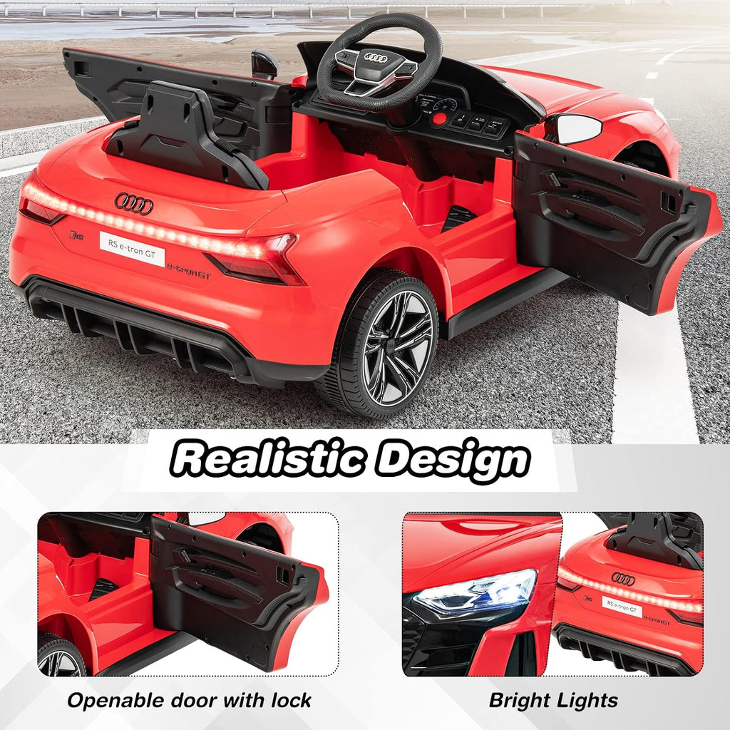 Kids Ride on Car, Licensed Audi RS E-Tron GT 12V Electric Vehicle with Remote Control, Battery Powered Toddlers Toy with Spring Suspension, Headlights, Music, MP3, USB, TF (Red)
