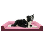 Dog Bed for Large Medium Small Dogs Orthopedic Dog Sofa Bed Non Slip Pet Couch with Removable Washable Cover Supportive Egg Crate Foam S to XL, Wine Red and Pink