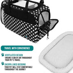 Dog Purse Carrier for Small Dogs, Airline Approved Soft Sided Pet Carrier Pockets, Ventilated Dog Carrying Bag Puppy Cat, Dog Travel Supplies Accessories Carry Tote, Sherpa Bed, Polka Dot Black