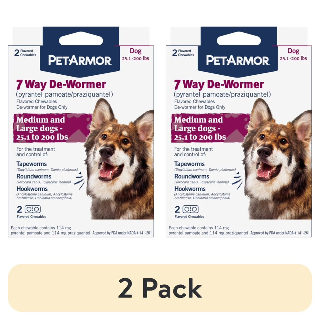 (2 Pack)  for Dogs 7 Way De-Wormer for Medium & Large Dogs