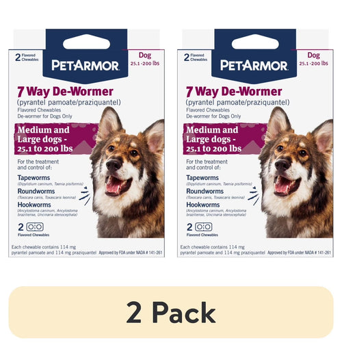 (2 Pack)  for Dogs 7 Way De-Wormer for Medium & Large Dogs