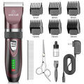 Dog Clippers 50Db Low Noise, 2-Speed Quiet Dog Grooming Kit Rechargeable Cordless Pet Hair Clipper Trimmer Shaver for Small and Large Dogs Cats Animals - Rose(Dark)