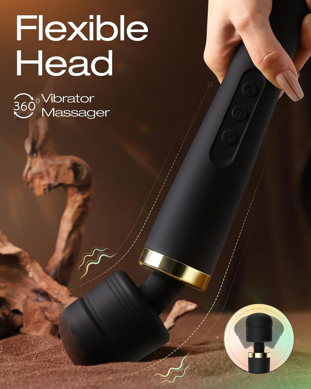 Premium Massager Tools for Beginners Ai-Sync App Control Body Massager with 8 Speeds & 5 Modes, 360° Head Massager Waterproof Massager, Massage Wand for Women, Men, Couple
