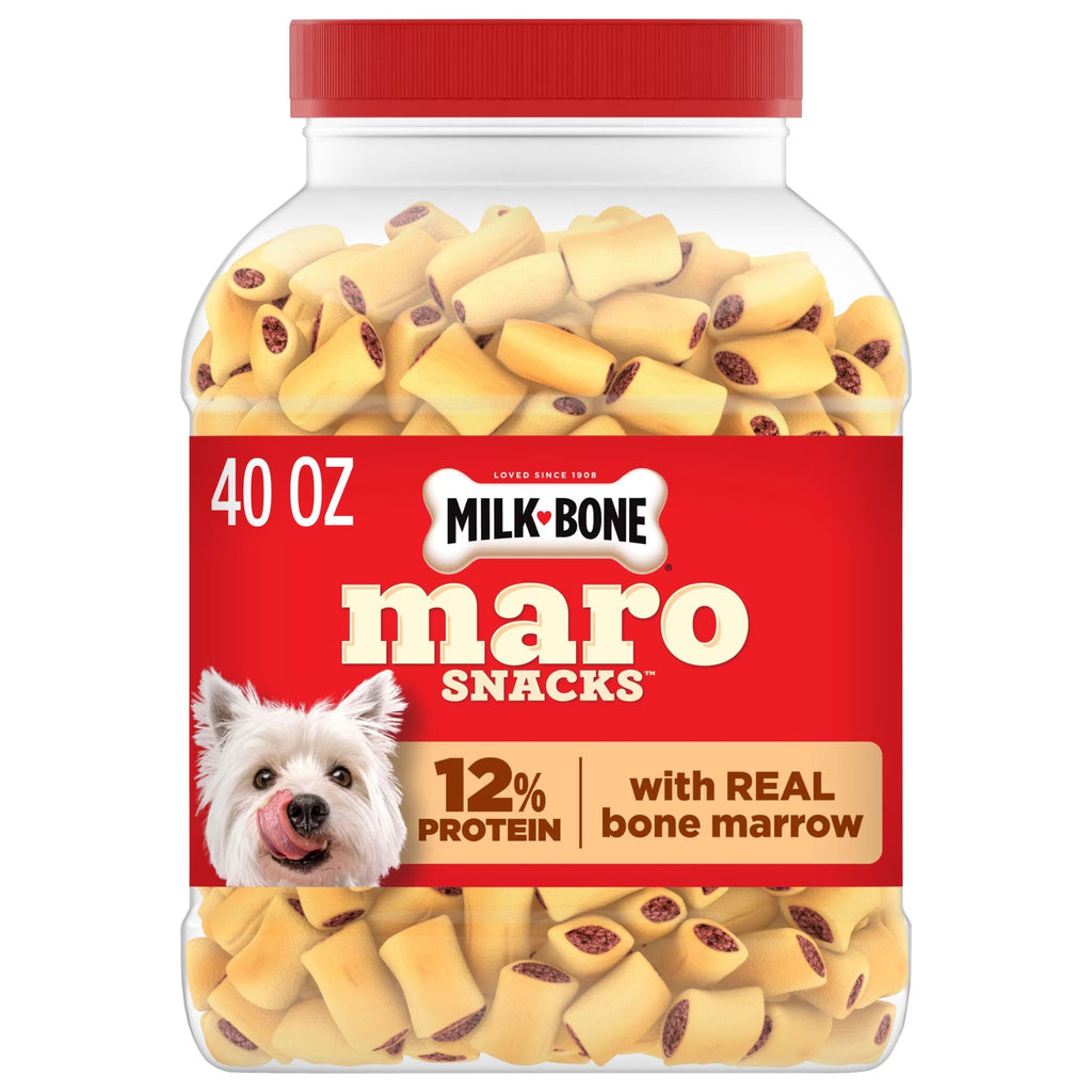 Marosnacks Small Dog Treats with Real Bone Marrow, Crunchy Dog Snacks, 40 Oz Canister