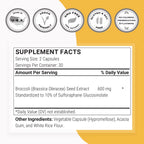 Broccoli Sulforaphane Glucosinolate 600Mg per Day (High Strength) - 10% SGS with Myrosinase - Broccoli Supplement | Non-Gmo & Gluten Free - 60 Vegetarian Capsules