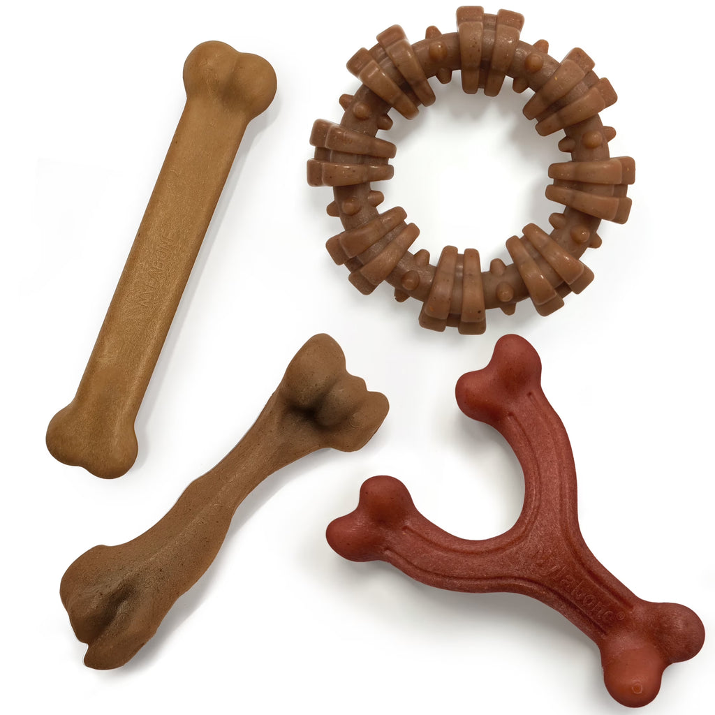 Strong Chew Dog Toys, Dog Chew Toys, Made with Real Bacon, Beef, & Chicken, Large, 4 Pack