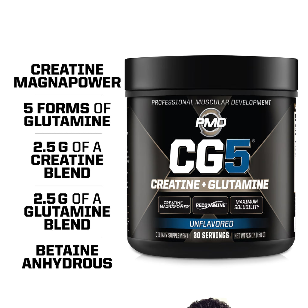 Sports CG5 - Premium Creatine and L Glutamine Powder - Maximum Strength Power Recovery, Build Lean Muscle, Increase Workout Performance - Pre Workout and Post Workout - Unflavored (30 Servings)