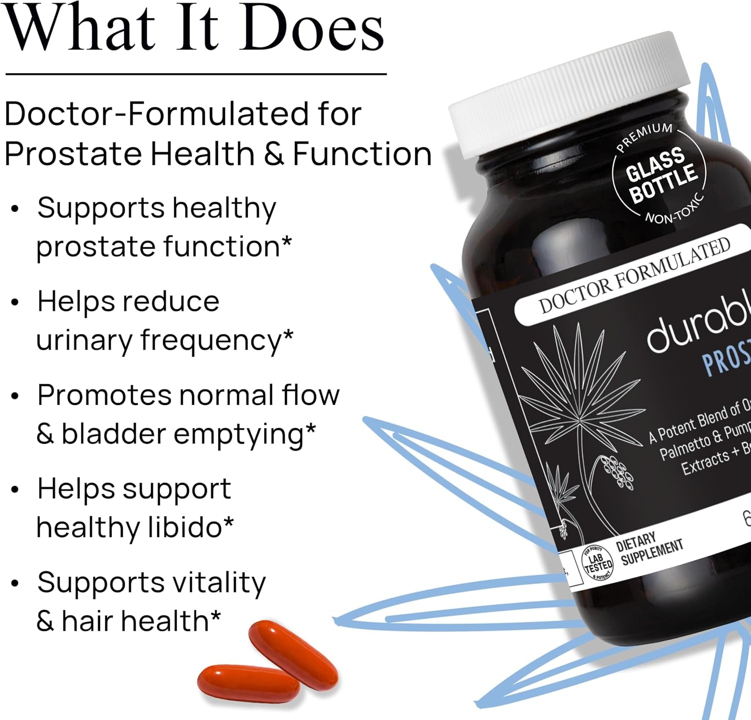 Prostate 300 Mg, 60 Softgels, 30 Day Supply | Organic Saw Palmetto Beta-Sitosterol Lycopene & Pumpkin Seed, Doctor-Formulated to Support Prostate Health and Urination