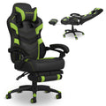 110 Pro Ergonomic Gaming Chair with Footrest for Adults - Comfortable Office Gaming Recliner with Lumbar Support and Headrest, Racing Style Video Game Chairs for Computer Gamer - White