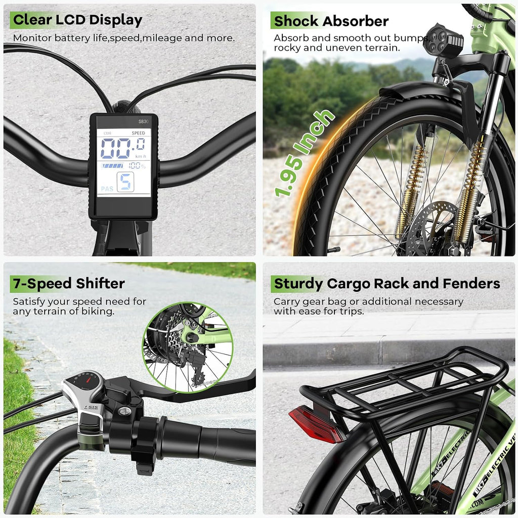 26" Electric Bike for Adult,1000W Peak, up 80 Miles Removable Battery Ebike,Adult Electric Bicycles for All Terrain,Men Women Ebike, 7-Speed