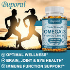 Omega 3 Fish Oil - for Nervous System, Skin and Hair Health, Antioxidants - Easy to Swallow