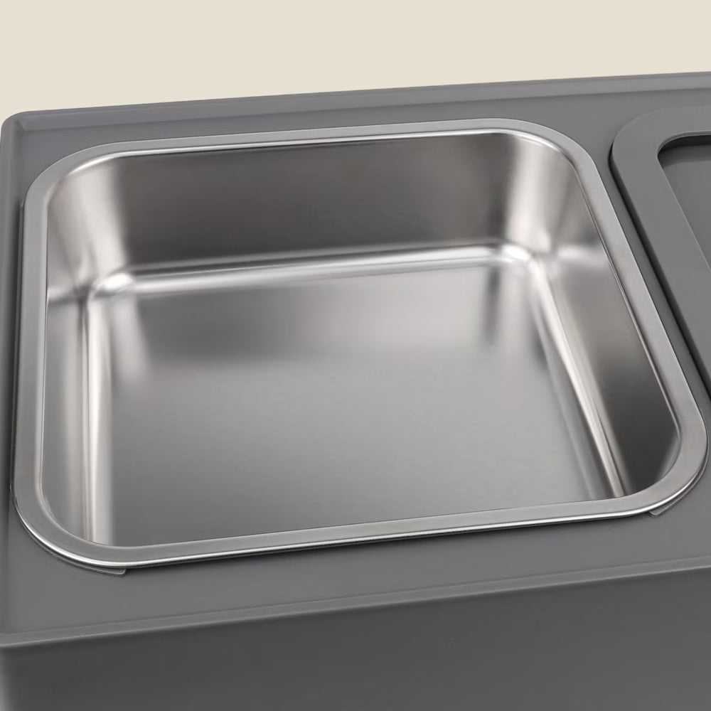 Elevated Dog Bowls with Stainless Bowl, Adjust 4 Heights for Small Medium Large Dogs, Gray