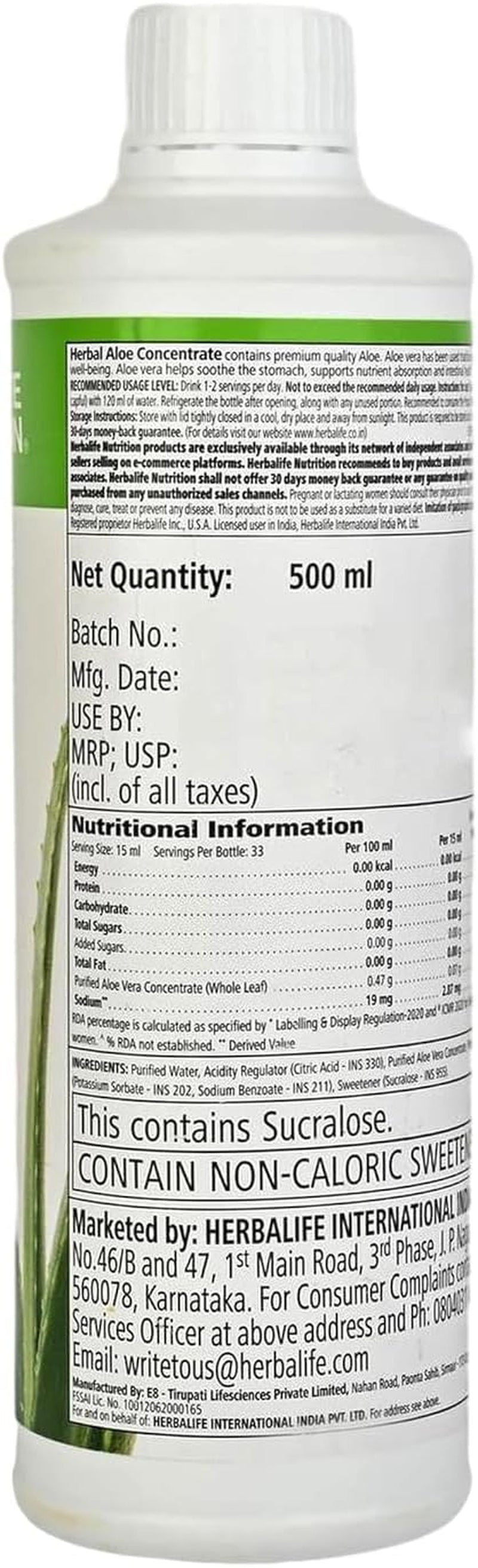 Herbal Aloe Concentrate Pint: Cranberry Flavor 16 FL Oz (473 Ml) for Digestive Health with Premium-Quality Aloe, Gluten-Free, 0 Calories, 0 Sugar, Naturally Flavored