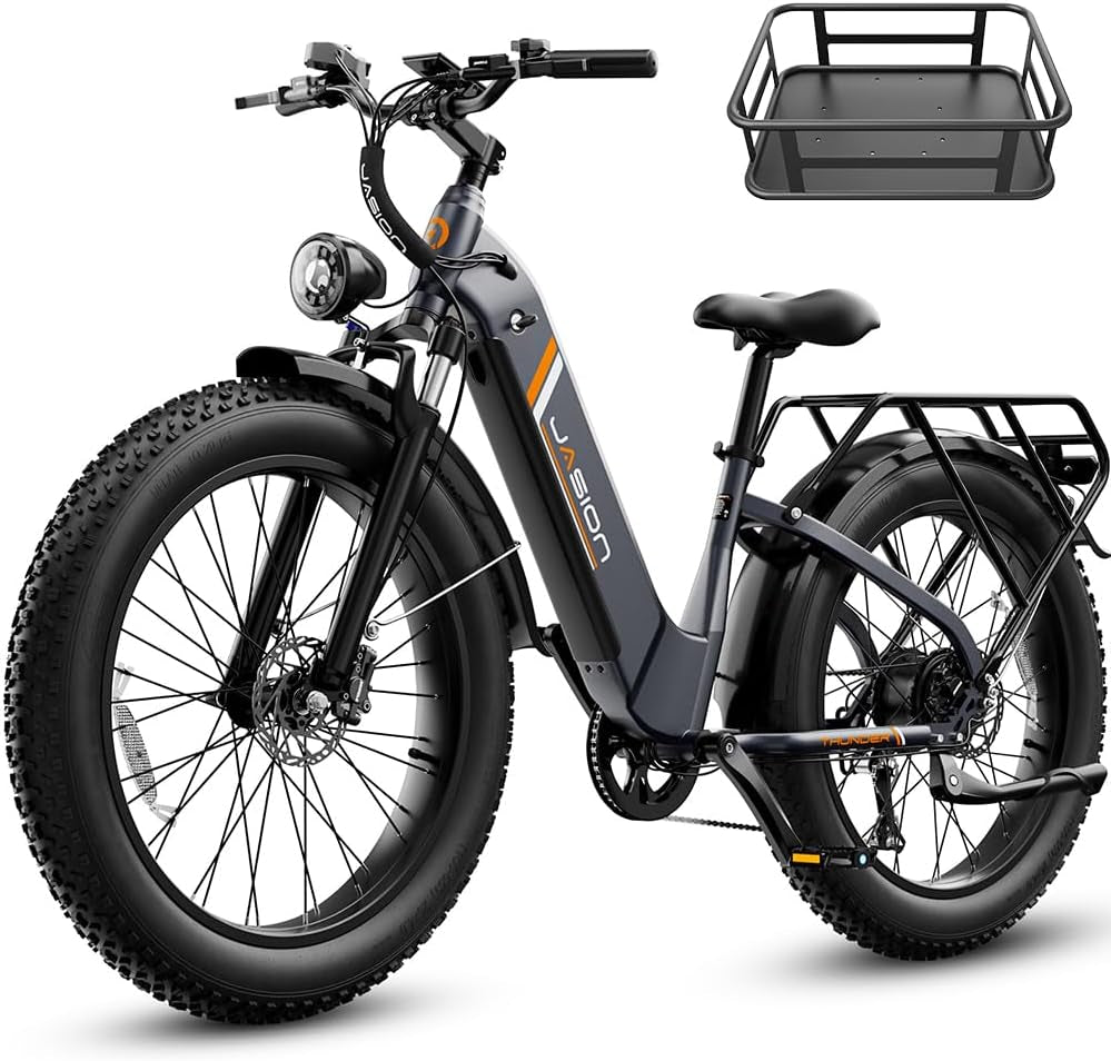 Thunder Electric Bike,1800W Peak Ebikes for Adults,26''Fat Tire Best Ebike for Men,80 Miles with 864Wh Battery,30+Mph Max Speed Bicycles,400Lb Capacity,Certified by UL2849