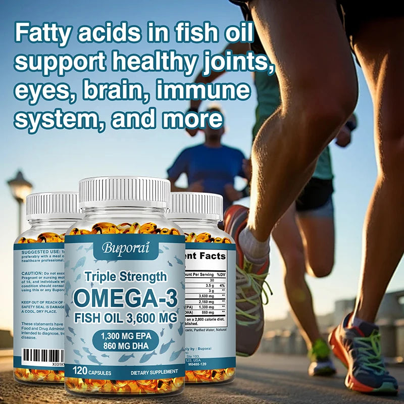 Omega 3 Fish Oil - for Nervous System, Skin and Hair Health, Antioxidants - Easy to Swallow