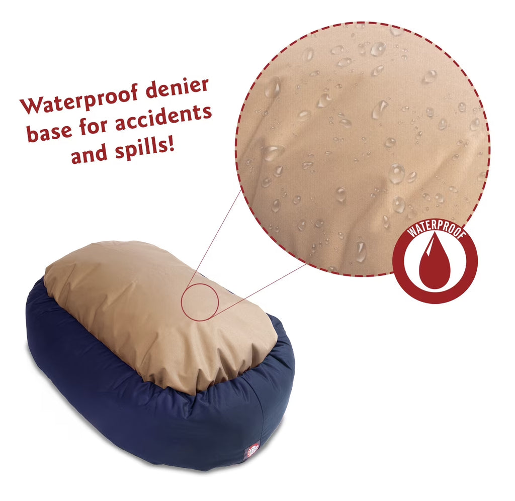 Sherpa Poly/Cotton Bagel Pet Bed for Dogs, Calming Dog Bed Washable, Medium, Blue