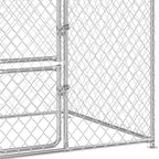 4×5.4FT Outdoor Dog Kennel, Square Dog Crates Fence with Dual-Section Doors, Weather-Resistant Roof Cover, Mesh Design for Dogs of Various Sizes, Silver