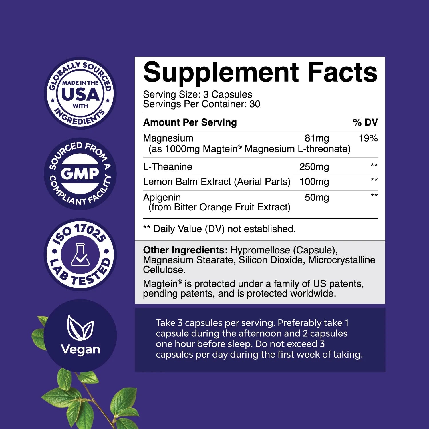 Magnesium Sleeplex Sleep Supplement, Melatonin Free Sleep Aid, 90 Capsules
