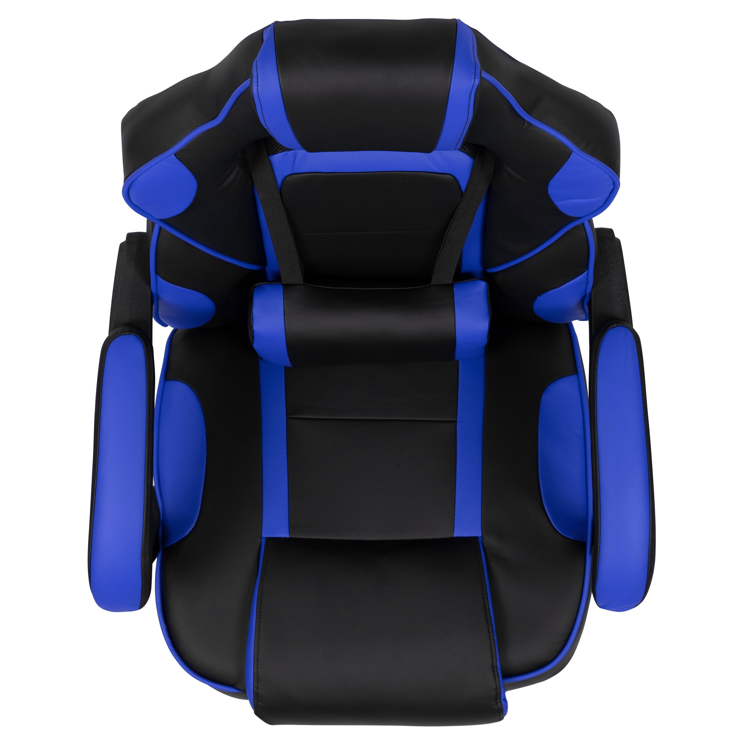 Black/Blue Ergonomic Gaming Chair -Recline Back/Arms, Footrest, Massaging Lumbar