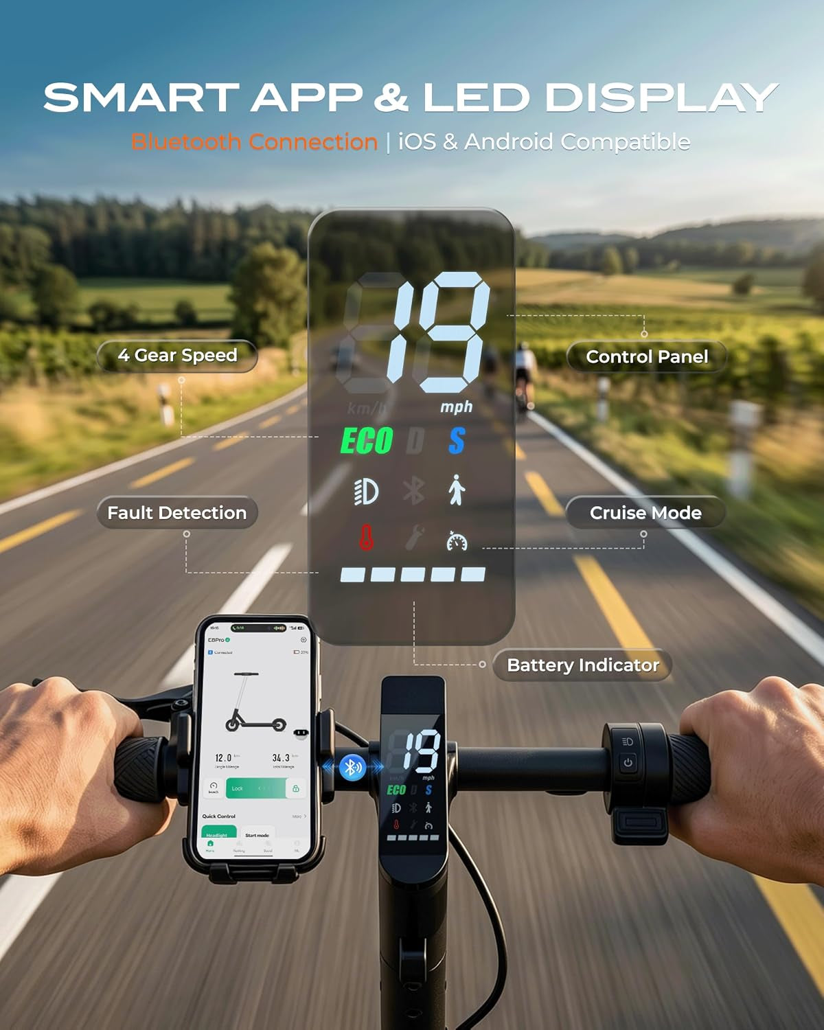 Electric Scooter for Adults Peak 600W, 20MPH, 20 Miles Long Range, 8.5" Tire Motorized Scooters, Foldable E-Scooter Commuter with App, Dual Suspension