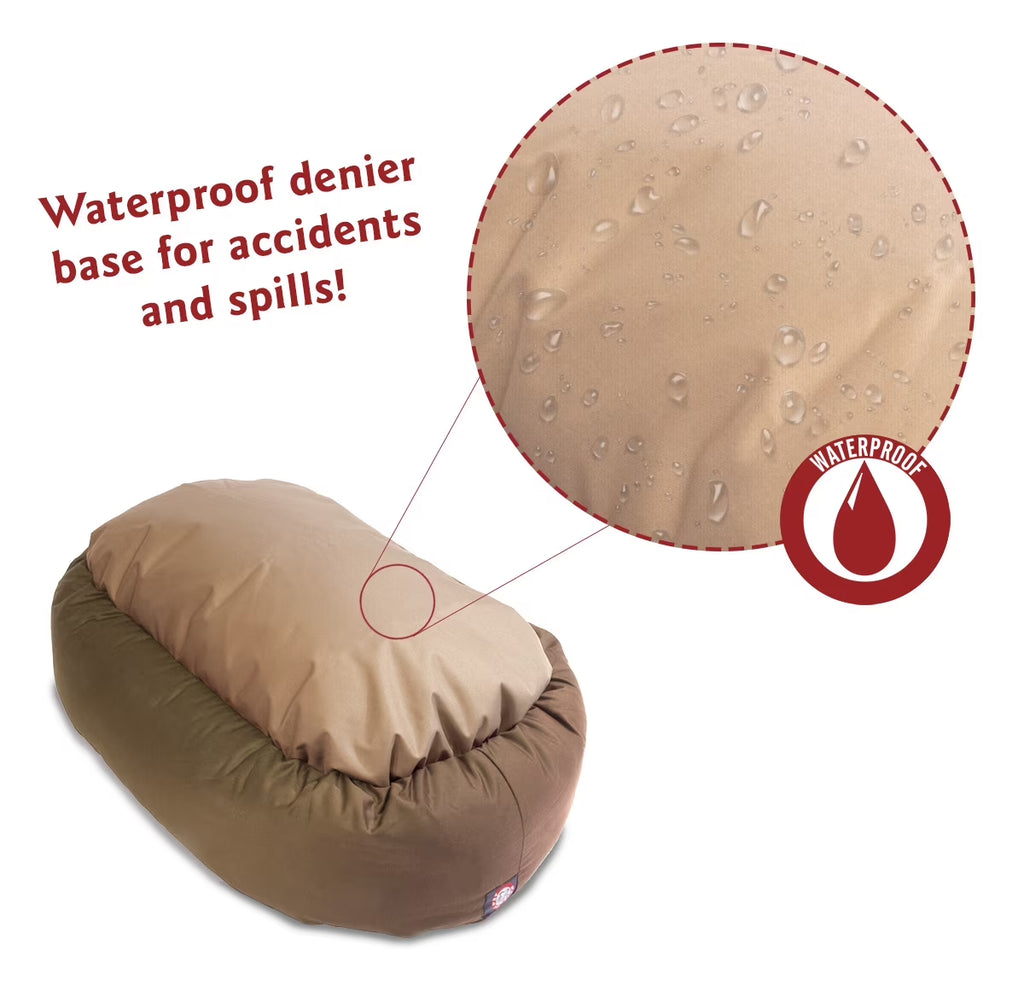 Sherpa Poly/Cotton Bagel Pet Bed for Dogs, Calming Dog Bed Washable, Medium, Khaki